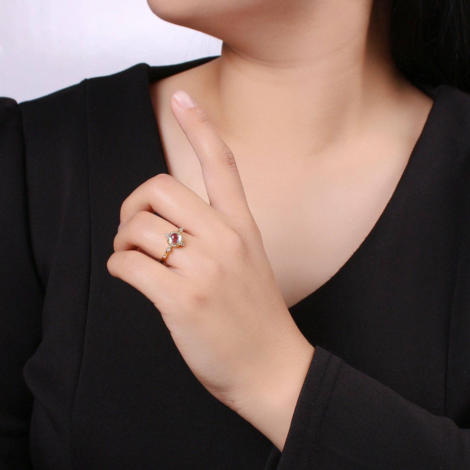 Dainty Monstone Celestial Adjustabtle Ring