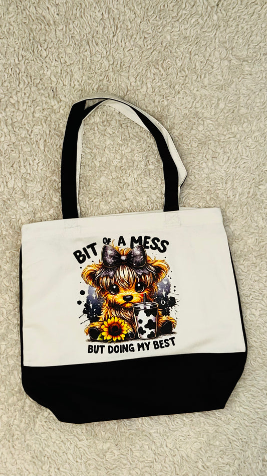 “Bit a Mess But Doing My Best” Graphic Tote Bag