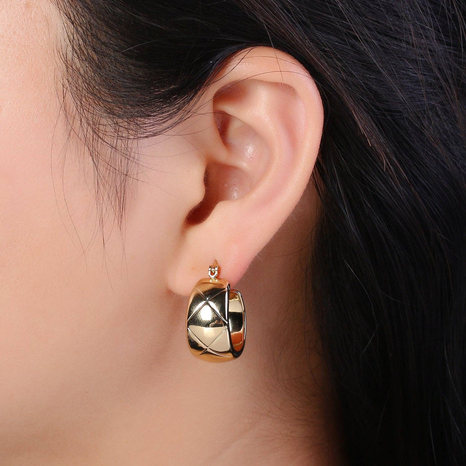14K Gold Thick Hoops - Gold Thick Hoop Earrings - Chunky Thick Hoops - Light Weight Hoops Dome Earring P-088