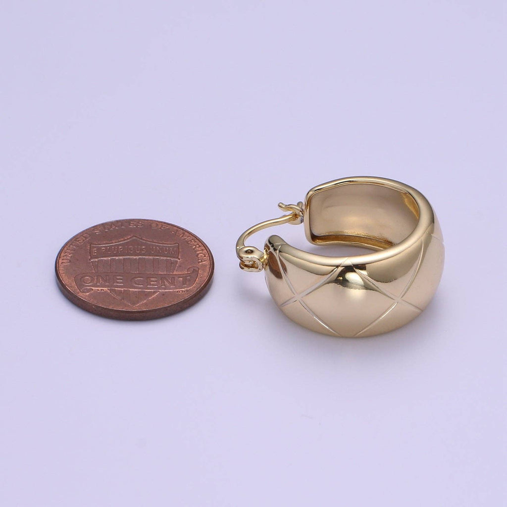 14K Gold Thick Hoops - Gold Thick Hoop Earrings - Chunky Thick Hoops - Light Weight Hoops Dome Earring P-088