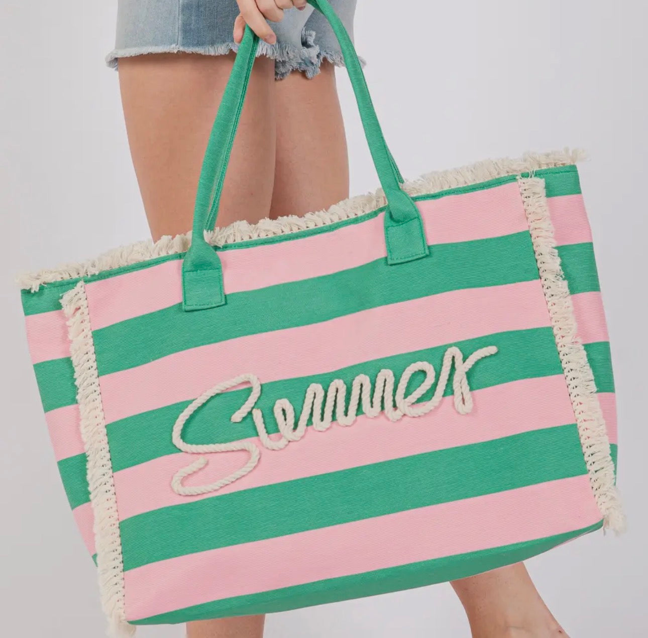 Summer Striped Statement Tote Bag