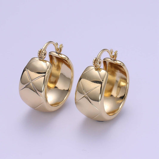 14K Gold Thick Hoops - Gold Thick Hoop Earrings - Chunky Thick Hoops - Light Weight Hoops Dome Earring P-088