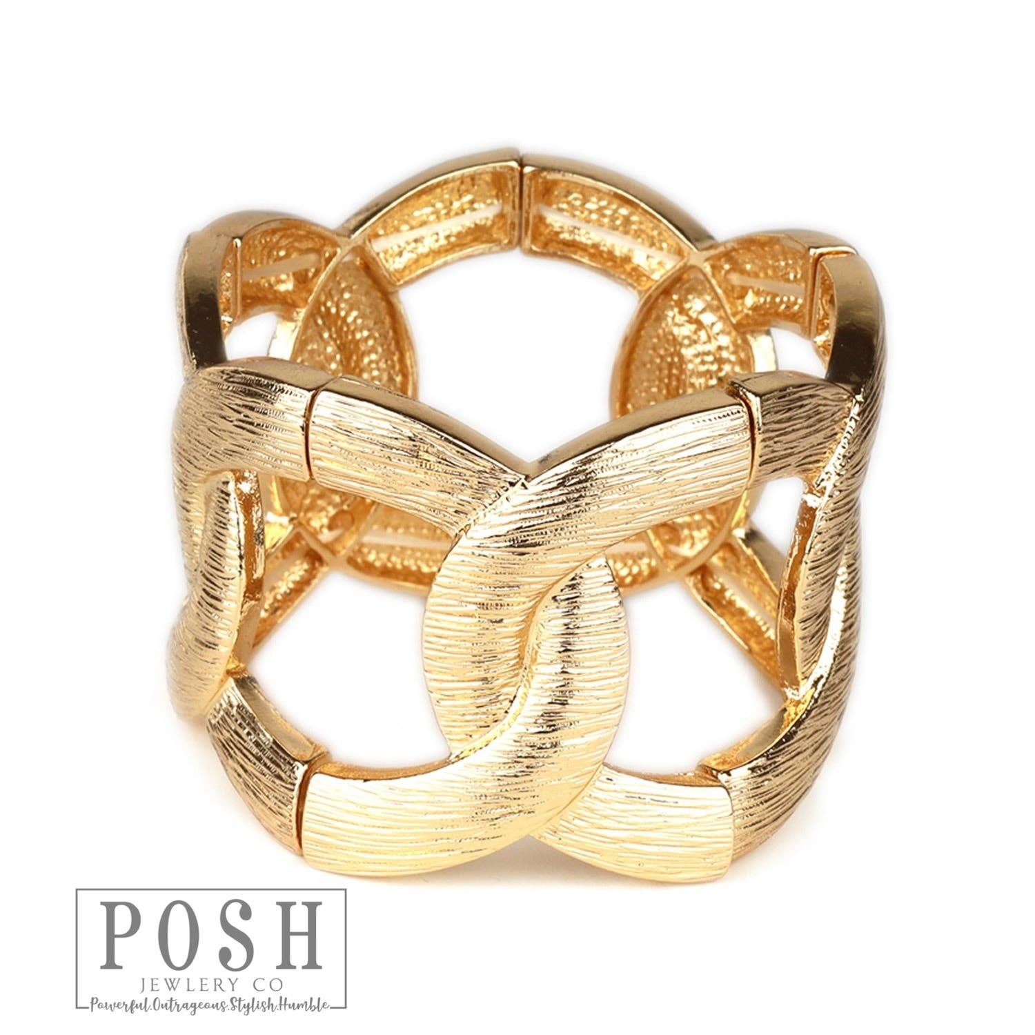Stretch textured cuff bracelet: Silver